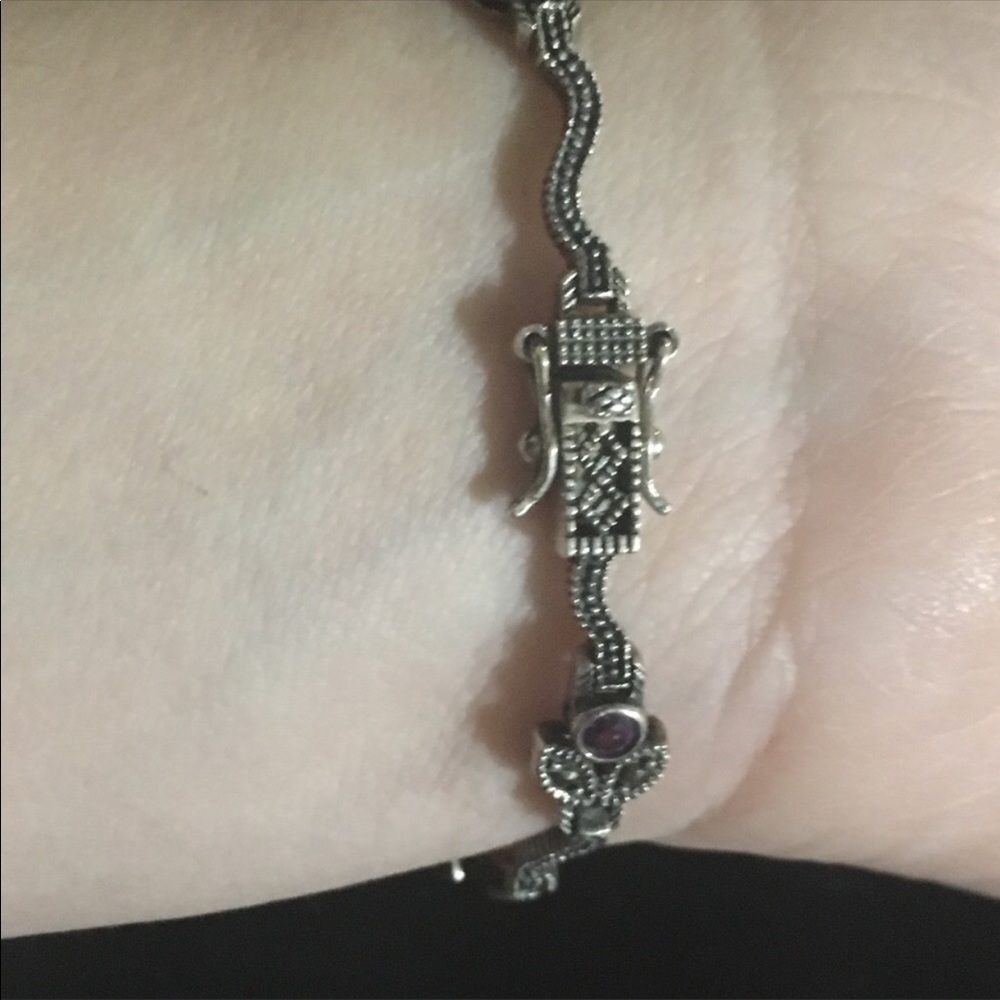 925 silver,purple amethyst and diamonds bracelet - Picture 5 of 9